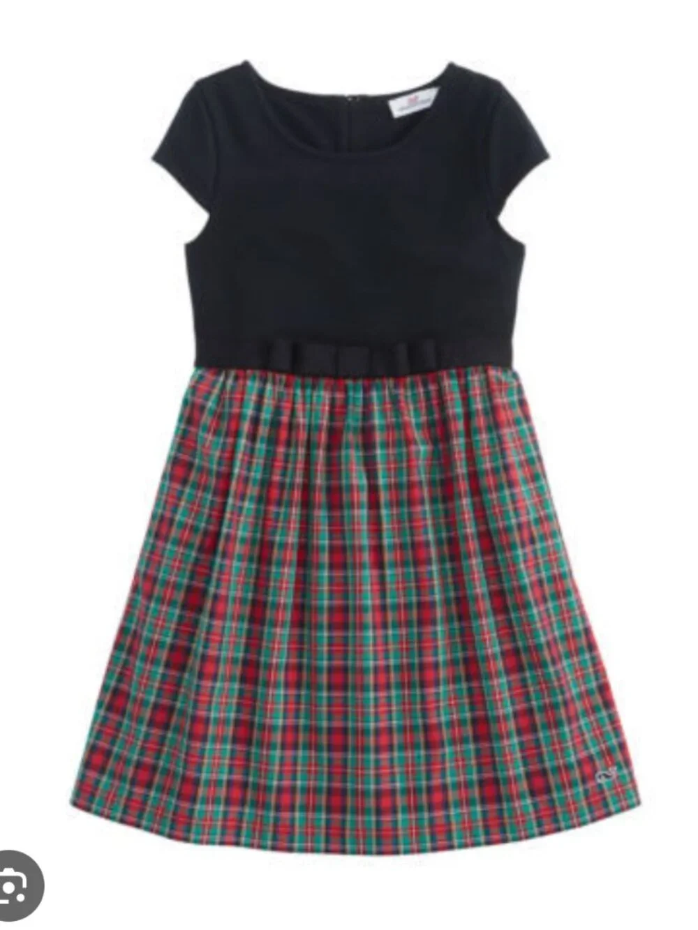 ⭐ Girls Vineyard Vines Christmas Holiday black & plaid tartan dress size XS 5-6